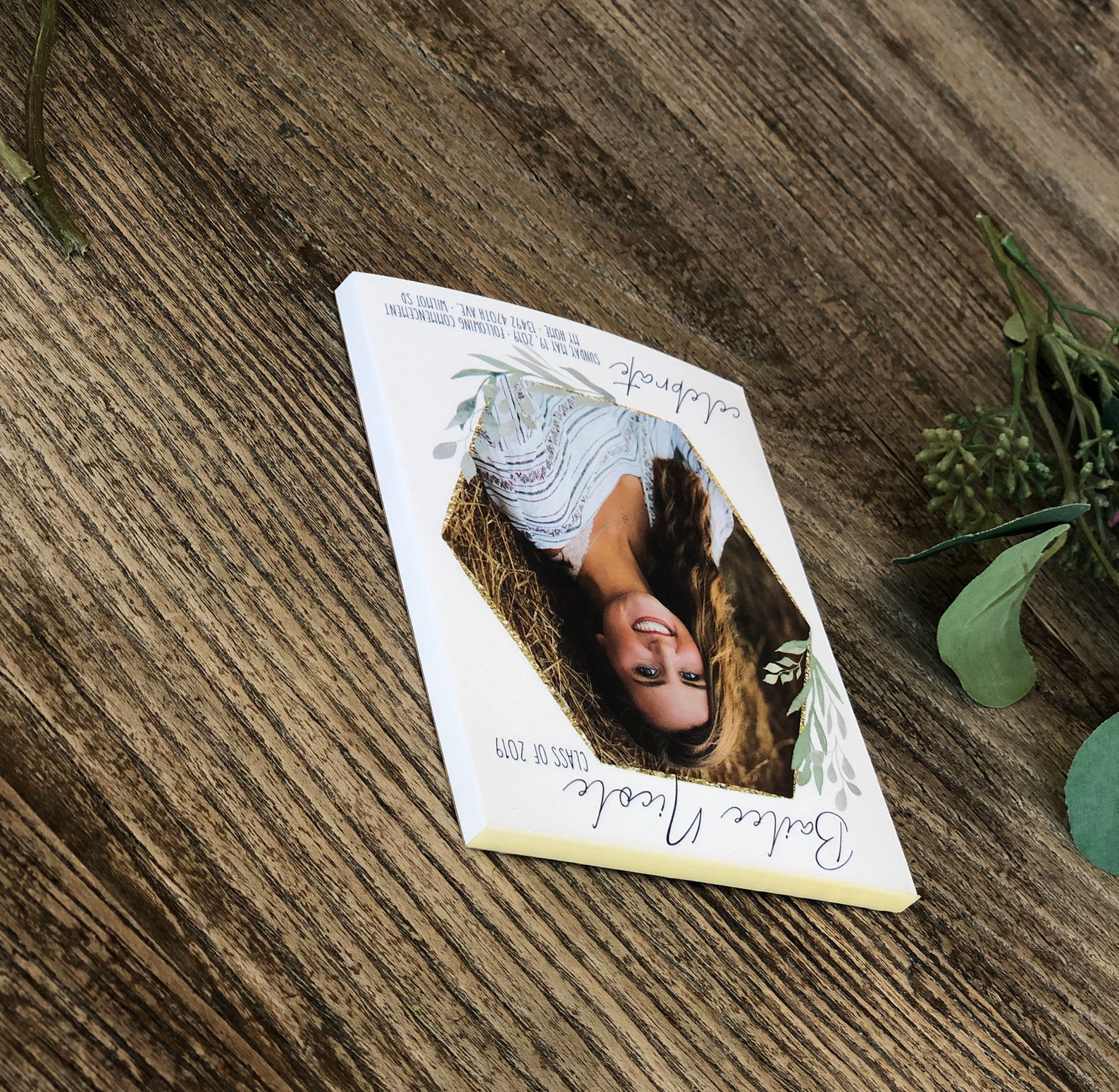 Greenery and Gold Graduation Notepad Tear off Invitations - Etsy