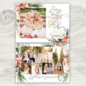 Jedes gute & perfekte Geschenk ist von oben Weihnachtskarten · Verkünden Sie Ihr neues Baby oder Ihre Schwangerschaft · Florale Weihnachtskarte · 7 Fotos