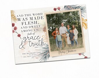 Christmas Cards · Christian Christmas Photo Cards · The Word was Made Flesh John 1:14 · Religious Christmas Card
