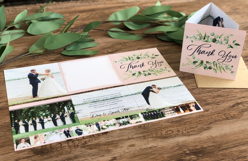 2 Wedding Thank You Card \u00b7 Greenery Photo Thank You Cards \u00b7 Custom Wedding Thank You Notes