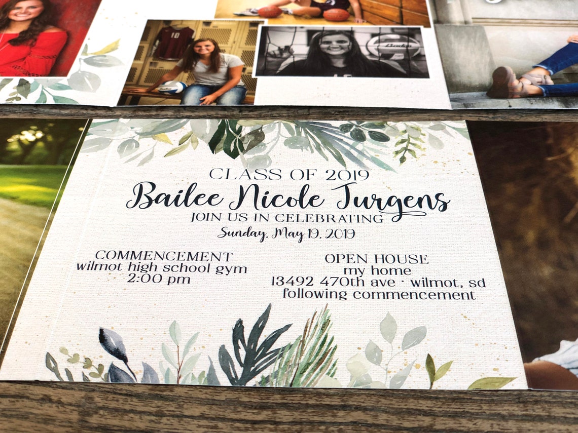 Greenery Tri-fold Graduation Announcements Invitations · Custom ...