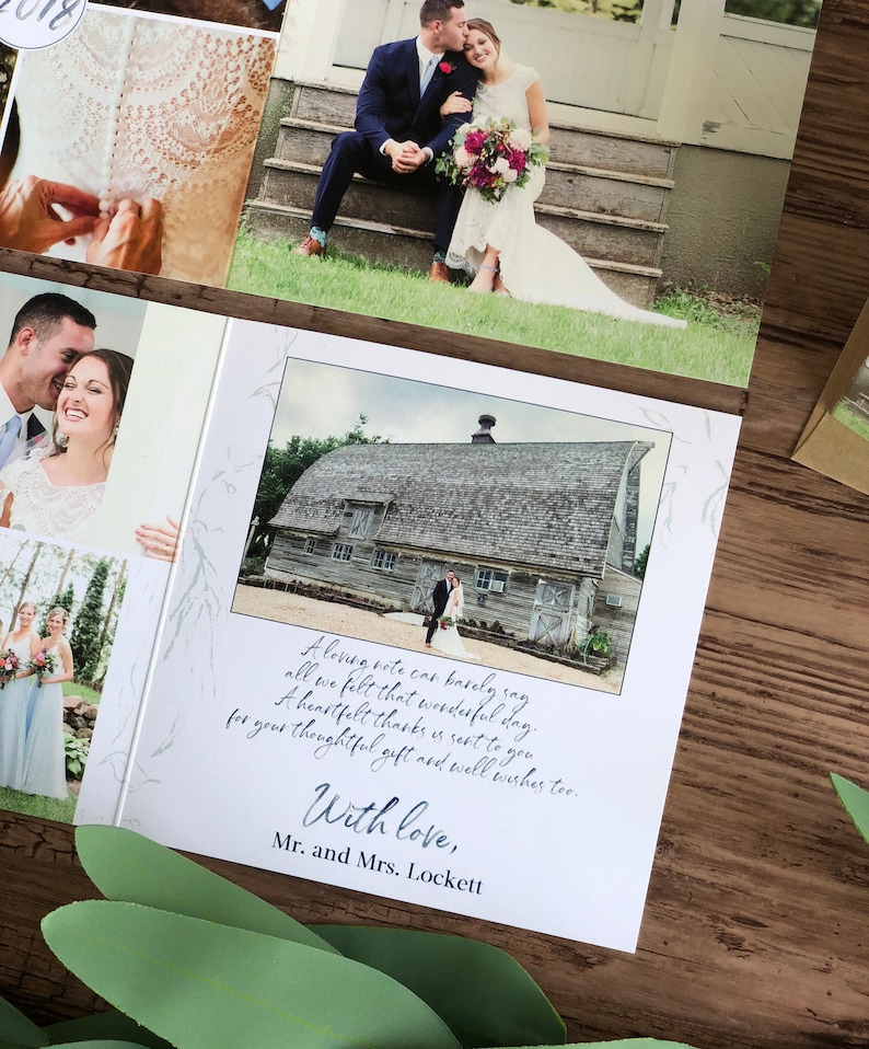 Watercolor Wedding Thank You Cards \u00b7 12 photo Thank You Card \u00b7 Tri-Fold Custom Thank You Note 3