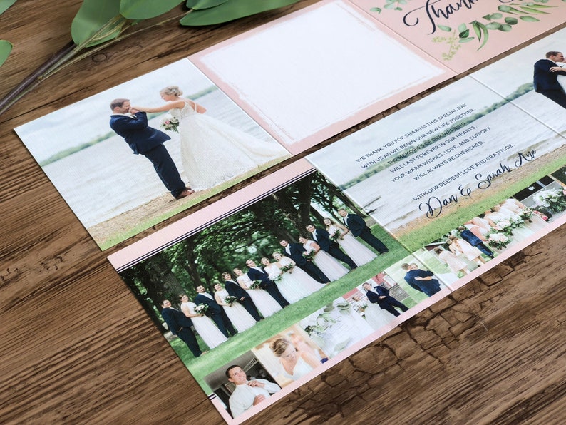 2 Wedding Thank You Card \u00b7 Greenery Photo Thank You Cards \u00b7 Custom Wedding Thank You Notes
