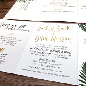 Destination Wedding Invitations Tropical Paradise Wedding Invites Folded, Custom Designed, All in One Wedding Invitation 236 image 5