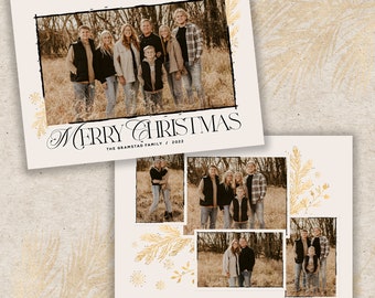 Christmas Cards  Black & Gold Winter Foliage 5 photo Holiday Photo Cards · Printable Photo Cards