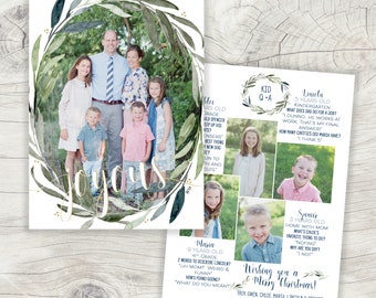 Greenery Christmas Photo Cards ·  Year in Review Christmas Cards · Kid Q&A Holiday Photo Cards · include 5 photos