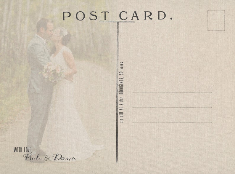 Wedding Thank You Cards or Magnets rustic collage 6 photos postcard option image 3