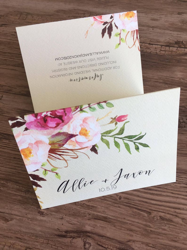 Fall Floral Wedding Invitation Suite Calligraphy Wedding