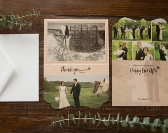 Wedding Thank You Cards - personalized photo thank you cards - CUSTOMIZE to your colors, wording & photos! (194)