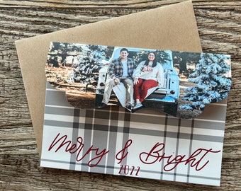 Christmas / Holiday Cards · Plaid Farmhouse Folded Holiday Cards · Black, Red and cream - include 5+ photos · Personalized for YOU