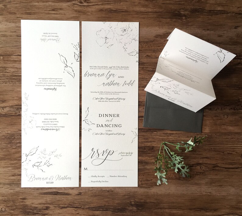 Wedding Invitation Suite All In One Accordion Fold Wedding Etsy