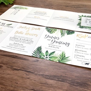 Destination Wedding Invitations Tropical Paradise Wedding Invites Folded, Custom Designed, All in One Wedding Invitation 236 image 4