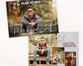 Masculine Graduation Open House Announcement · Grey & Red (customize colors) · Printable Grad Invitations