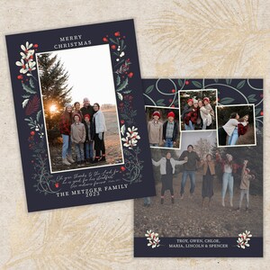 Cartões de Natal com Foto Floral de Inverno · Cartões de Natal Azuis · 5 fotos · Cartão Personalizado