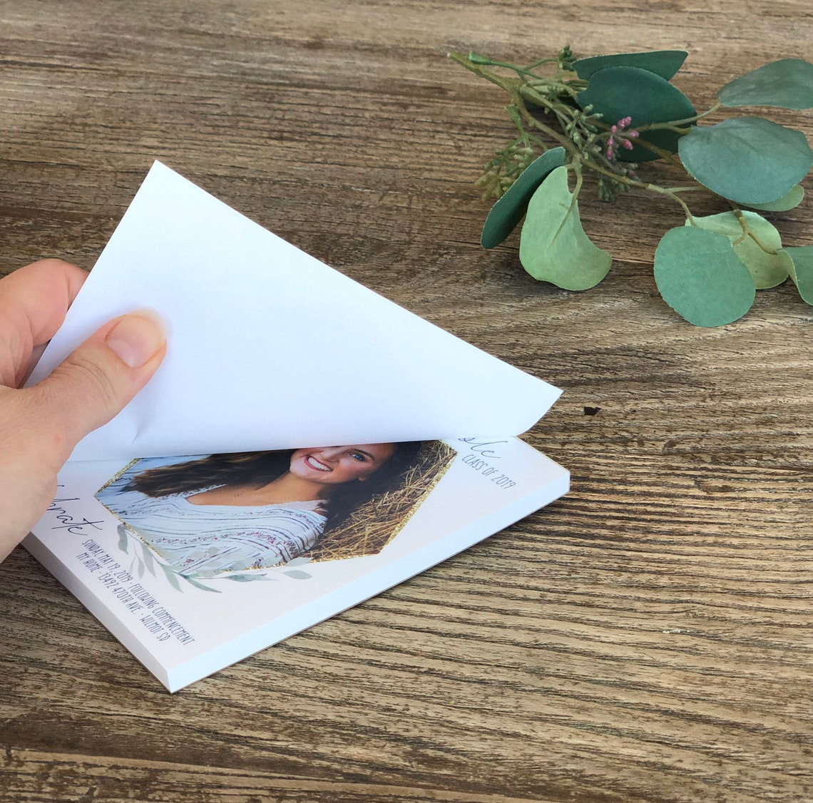 Greenery and Gold Graduation Notepad Tear off Invitations - Etsy