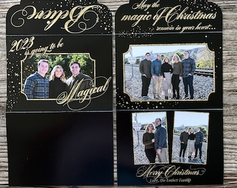 Believe in The Magic of Christmas Cards · Luxury Folded Holiday Cards · Black & Gold 4+ photos · Personalized - Custom Designed for you