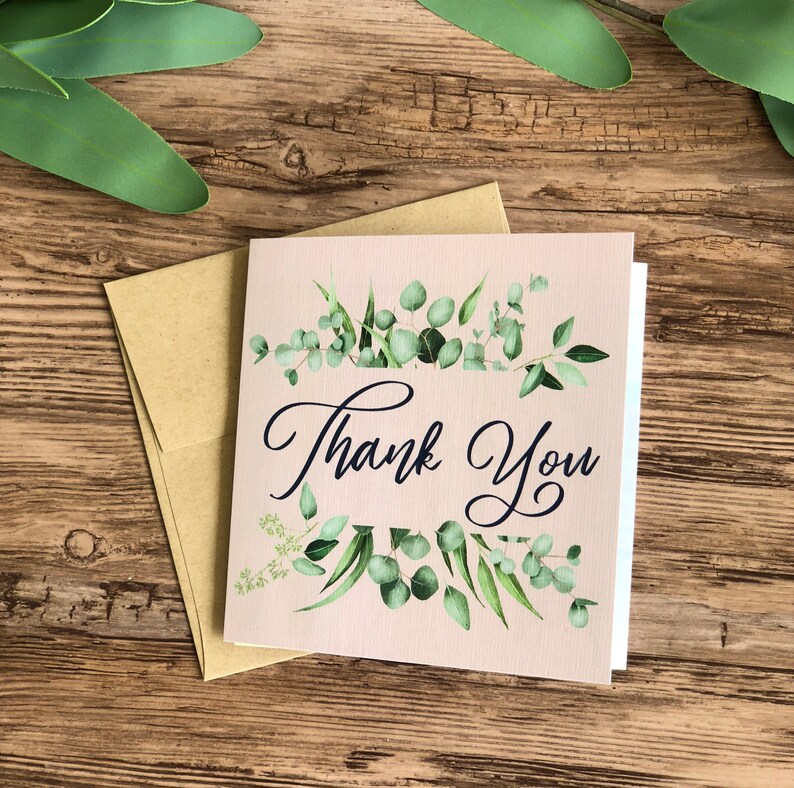 2 Wedding Thank You Card \u00b7 Greenery Photo Thank You Cards \u00b7 Custom Wedding Thank You Notes