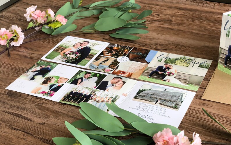 Watercolor Wedding Thank You Cards \u00b7 12 photo Thank You Card \u00b7 Tri-Fold Custom Thank You Note 3