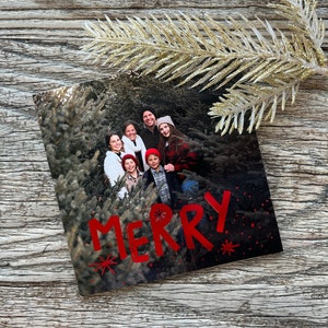 Vrolijke kerstkaart · Driegevouwen kerstfotokaarten van echt folie · Ontwerp op maat met vrolijke en heldere folieopdruk · 11 foto's