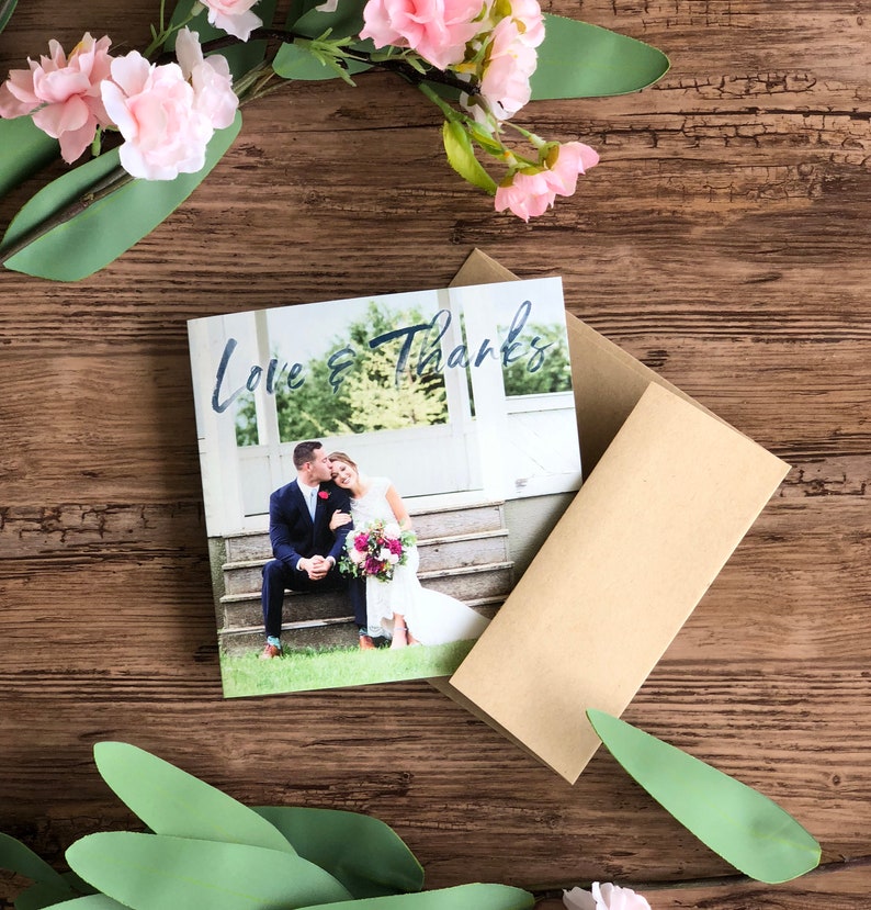 Watercolor Wedding Thank You Cards \u00b7 12 photo Thank You Card \u00b7 Tri-Fold Custom Thank You Note 3