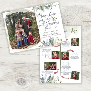 Praise God from whom all Blessings Flow Christmas Card · Year in Review Design with 7 photos · Christian Christmas Cards