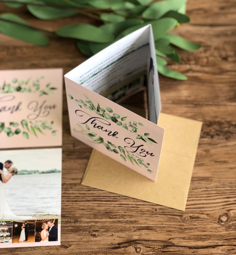 2 Wedding Thank You Card \u00b7 Greenery Photo Thank You Cards \u00b7 Custom Wedding Thank You Notes