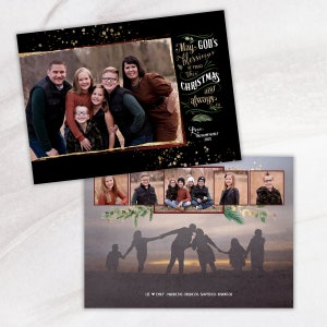 Cartões fotográficos Bênçãos de Deus no Natal · inclui 7 fotos · Cartões fotográficos personalizados para o feriado · Preto e dourado
