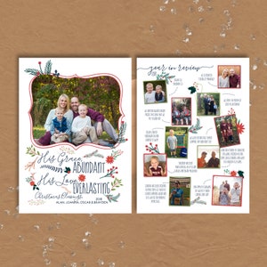 Zijn genade, zijn liefde · Kerstkaarten · Jaaroverzicht Kerstkaart · Christelijke Kerstkaarten · Bloemen Vakantie Kaarten