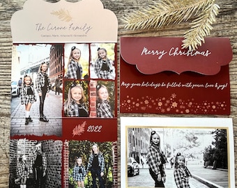 Christmas Cards · Ornate Folded Holiday Cards · Red & Gold include 8+ photos · Personalized for YOU