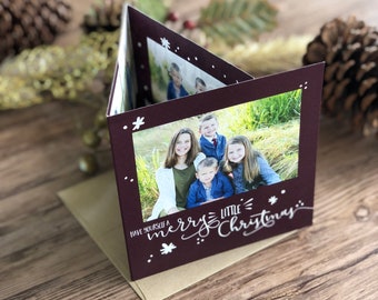 Christmas Cards · Tri-Fold Custom Photo Christmas Cards · 9 Photo Folded Holiday Cards