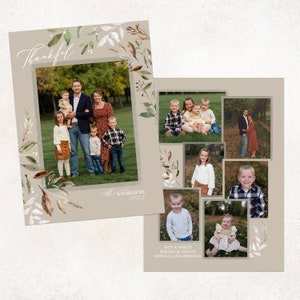 Dankbaar Holliday Photo Card · Kerst- of Thanksgiving-kaarten · Bruine en rustieke kleuren · Afdrukbare kerstkaarten