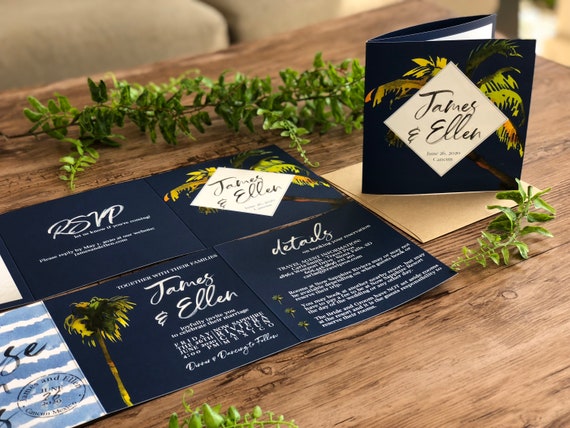 Destination Wedding Invitations Tropical Wedding Invitation Etsy