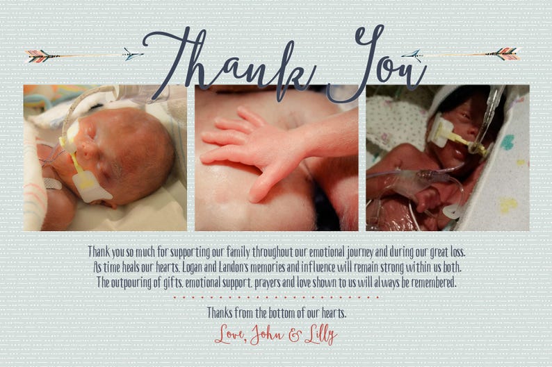 NICU Baby Thank You Card with preprinted message blue & Etsy