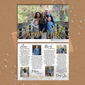It's A Wonderful Life Kerstkaarten · Familie Update Holiday Card · Gouden en Grijze Jaar in Review Cards · 5 fotokaart