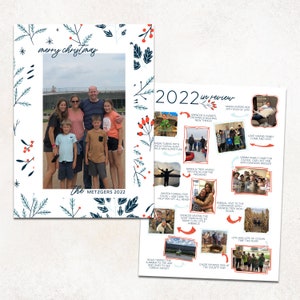 Year in Review Christmas Photo Cards · Modern Floral Christmas Cards ·  2 sided