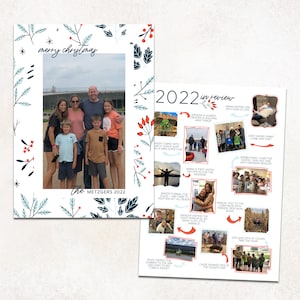 Year in Review Christmas Photo Cards · Modern Floral Christmas Cards ·  2 sided