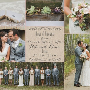 Wedding Thank You Cards or Magnets rustic collage 6 photos postcard option image 2