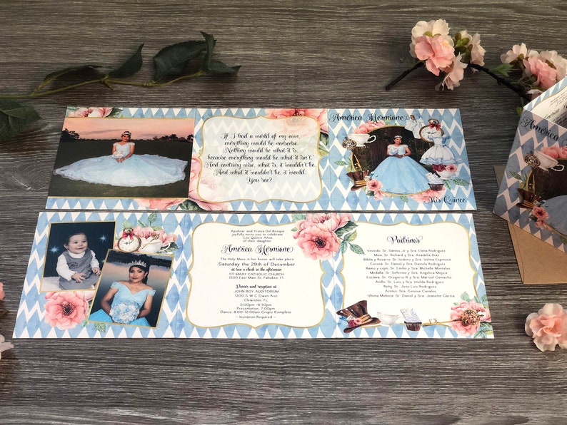 Alice in Wonderland Quinceañera Invitations Include Photos Etsy
