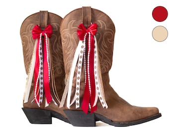 Lazos para botas GameDay en color carmesí y crema / Accesorio GameDay / Oklahoma GameDay
