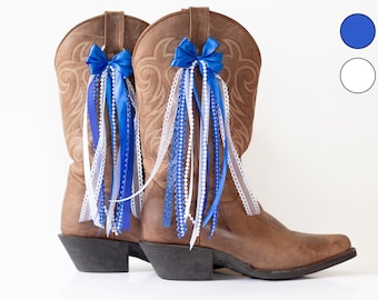 Fiocchi per stivali da concerto country Megan / Fiocchi per stivali blu e bianchi / Accessorio per stivali da concerto country