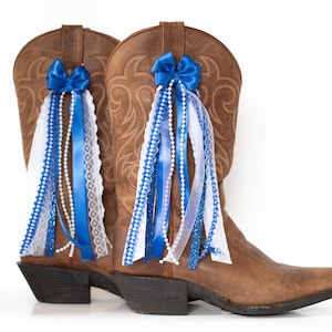 Lazos para botas de concierto country Megan / Lazos azules y blancos para botas / Accesorio para botas de concierto country