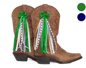 Indiana GameDay FanPack | 2 Pairs of Navy, Green, and Gold Boot Bows | Game-day Accessory | Indiana Game-day