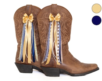 Georgia GameDay FanPack | 2 Pairs of Navy and Gold Boot Bows | Game-day Accessory | Navy Game-day