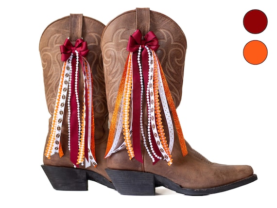 Maroon and Orange College GameDay Boot Bows | GameDay Accessory