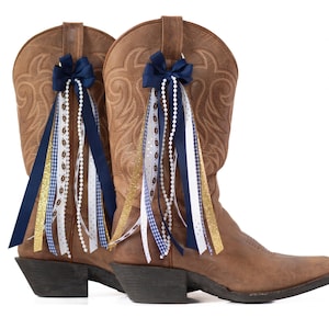 Georgia College GameDay Boot Bows | Navy and Gold Boot Bows | Game-day Accessory | Georgia GameDay Accessory image 1
