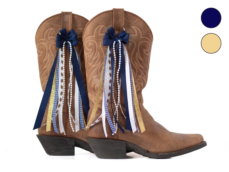 Georgia College GameDay Boot Bows | Navy and Gold Boot Bows | Game-day Accessory | Georgia GameDay Accessory image 1