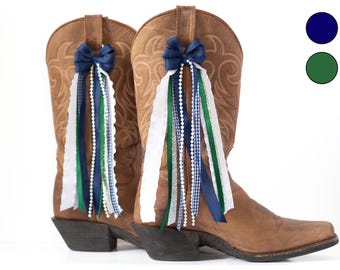 Navy and Hunter Green Country Concert Boot Bows | Navy and Green Boot Bows | Country Concert Boot Accessory