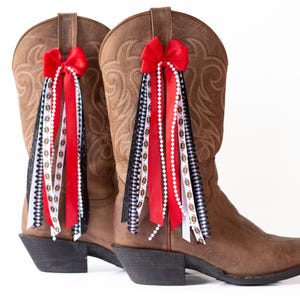 New Jersey College GameDay Boot Bows | Red and Black Boot Bows | New Jersey GameDay
