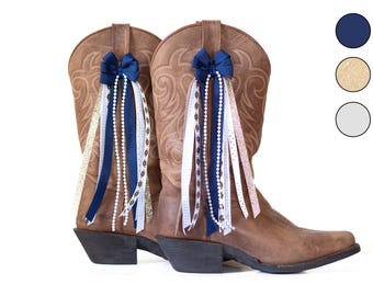 Navy Gold and Gray College GameDay Boot Bows | GameDay Accessory