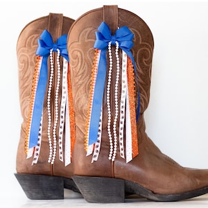 Fiocco per stivali da GameDay del Florida College / Fiocco per stivali da GameDay blu e arancione / Accessorio per GameDay del College